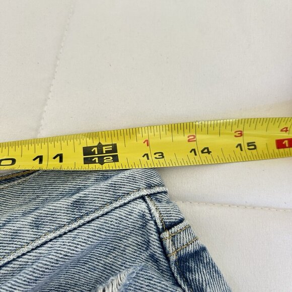 Agolde Long Parker Distressed Denim Shorts Light Wash Button-Fly Womens 24 - Picture 2 of 10